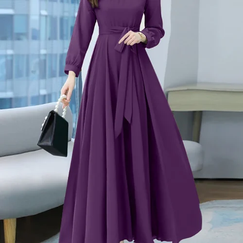 ZANZEA Women Long Sleeve A-line Sundress Spring Long Dress Autumn Solid Party Holiday Maxi Dresses Vestidos Femme Vintage Robe